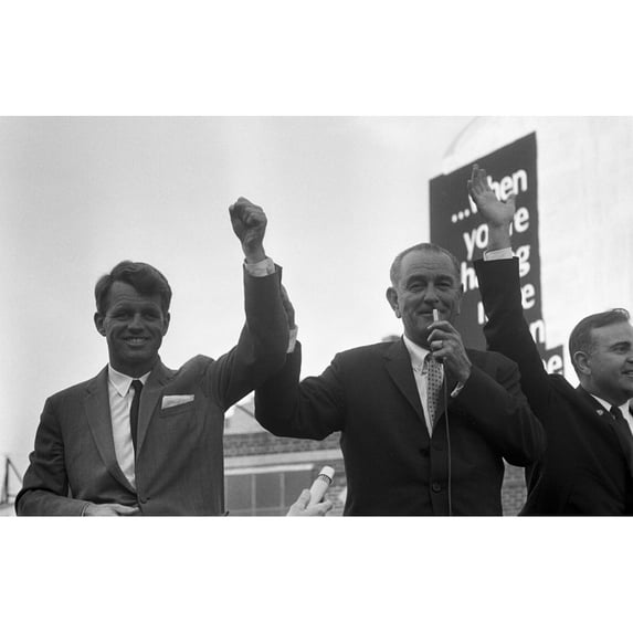 Robert Kennedy And President Lyndon Johnson Campaign Together In Upstate New York State Where Kennedy Was Running For