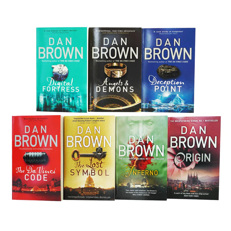 Robert Langdon Series 7 Books Collection Paperback Set Fiction By Dan Brown