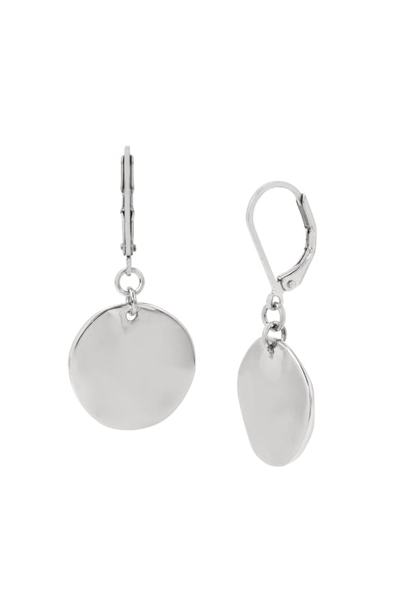 Soho Silver Disc Drop Earrings, 1.5" Length