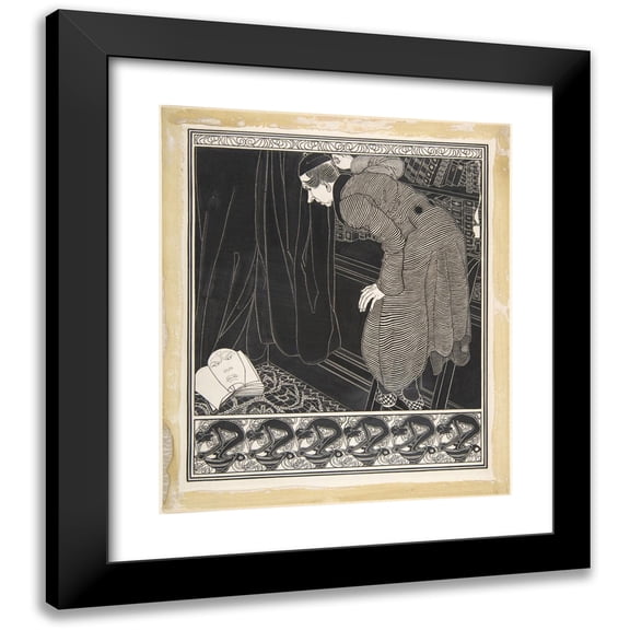 Robert Louis Stevenson 12x14 Black Modern Framed Museum Art Print Titled - The Reader and the Book; Fables (circa 1914)