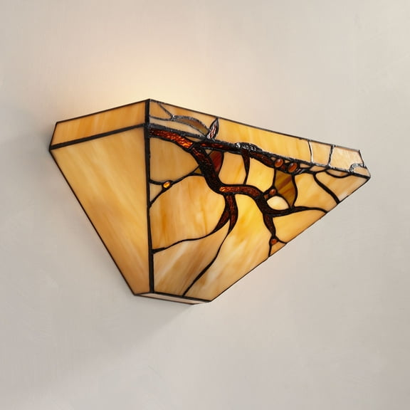 Robert Louis Tiffany Budding Branch Wall Light Sconce Art Glass Hardwire 14" Fixture for Bedroom Bathroom Vanity Reading Living Room Hallway House