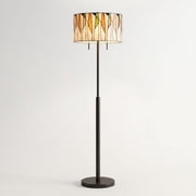 Robert Louis Tiffany Keeva 64" High Art Glass and Bronze Tiffany-Style 2-Light Floor Lamp