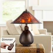 Robert Louis Tiffany Mission Rustic Accent Table Lamp 19 High with Table Top Dimmer Bronze Ceramic Cone Shade for Bedroom Bedside