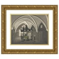 thumbnail image 1 of Robert Mackreth 18x15 Gold Ornate Wood Frame and Double Matted Museum Art Print Titled - Vaulted Interior with Catalfalque, Coffin and Attendants (1822), 1 of 4