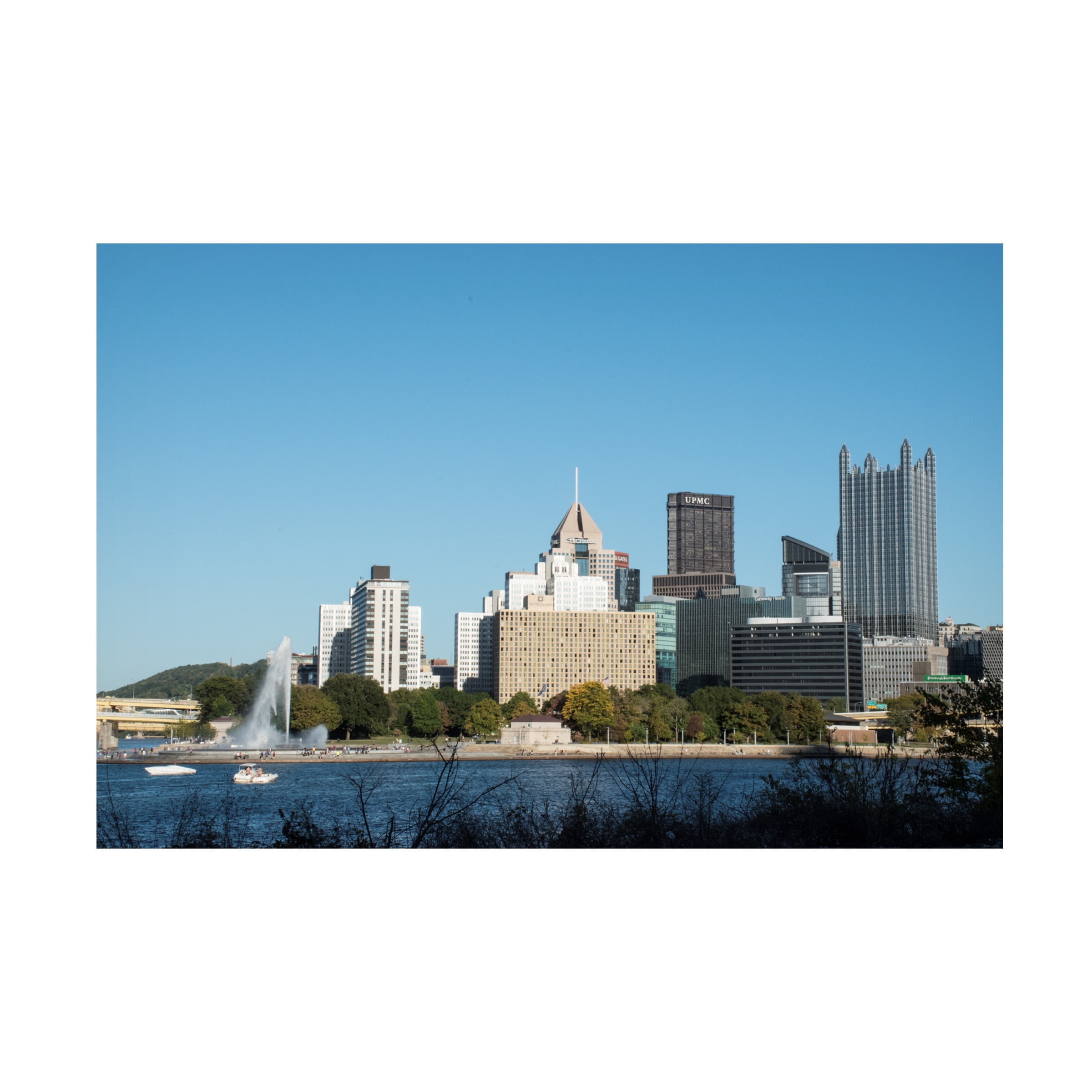 Pittsburgh Skyline Light Blue and Teal Canvas Print