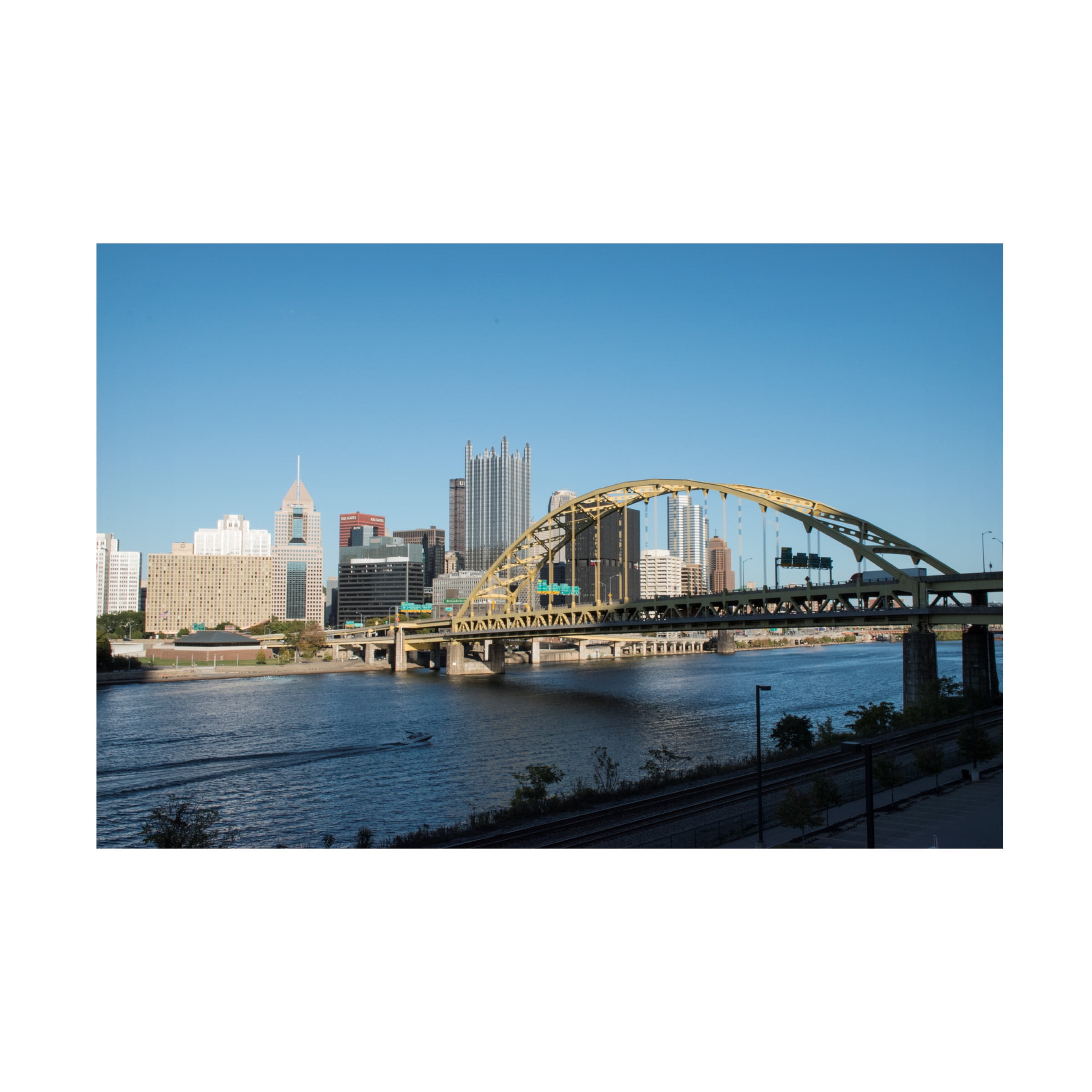 Pittsburgh Skyline Light Blue and Tan Canvas Print