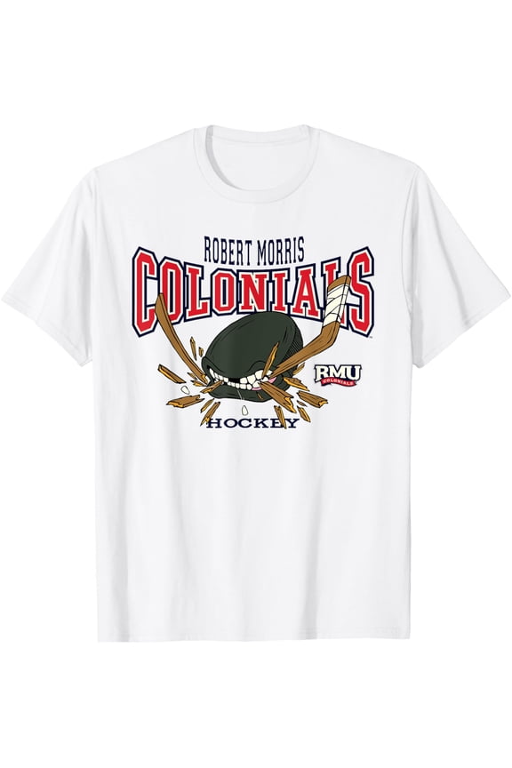 Robert Morris Colonials Hockey Bite White T-Shirt All Size S-5XL
