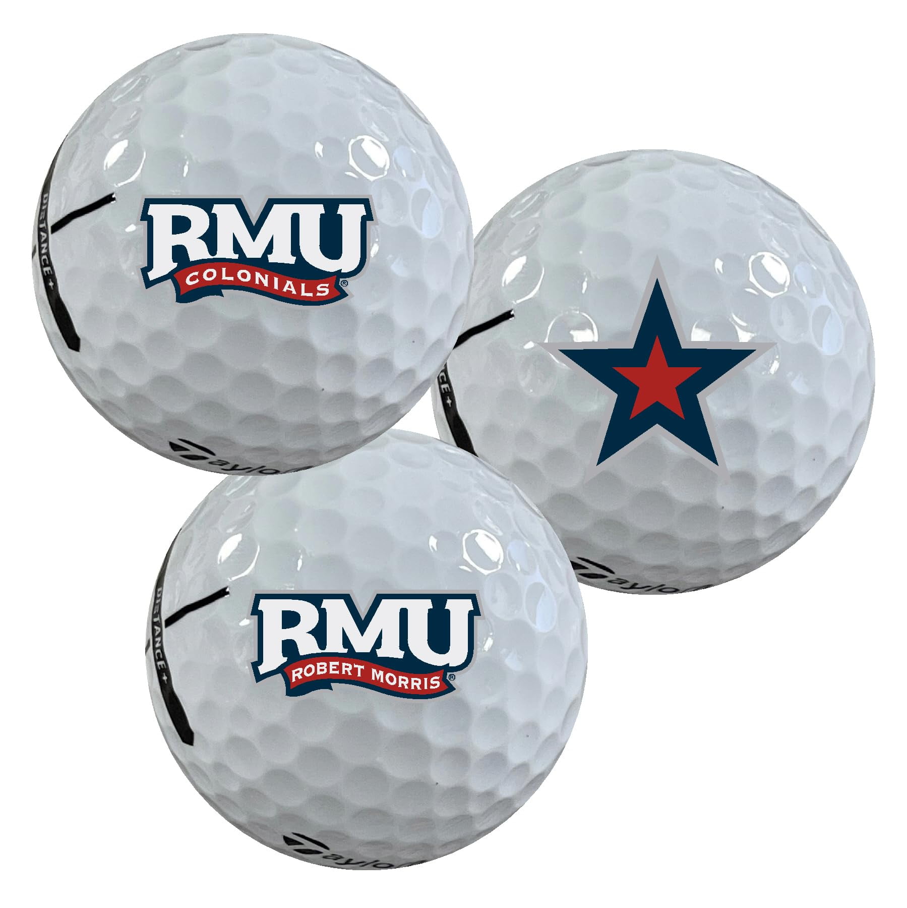 Robert Morris University Colonials Logo Edition Officially Licensed NCAA Taylormade Distance+ Golf Balls 12-Pack (Dozen)