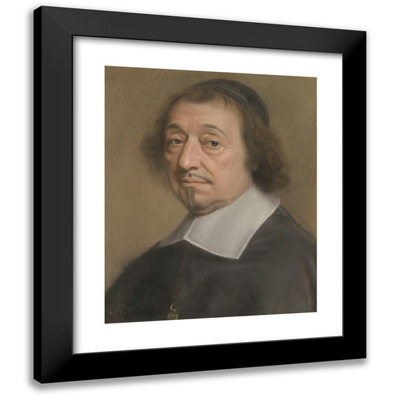 Robert Nanteuil 12x14 Black Modern Framed Museum Art Print Titled - Portrait of Messeigneur Louis Doni D'Atichy, Bishop of Riez and Later of Autun (1663)