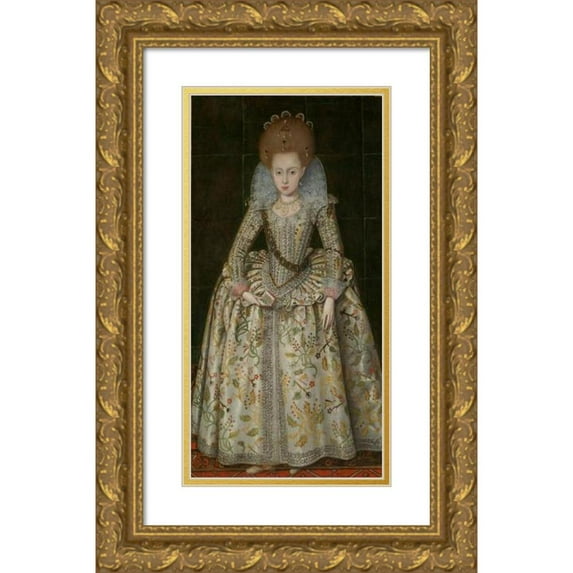 Robert Peake the Elder 9x14 Gold Ornate Wood Frame and Double Matted Museum Art Print Titled - Princess Elizabeth (1596-1662), Later Queen of Bohemia (ca. 1606)