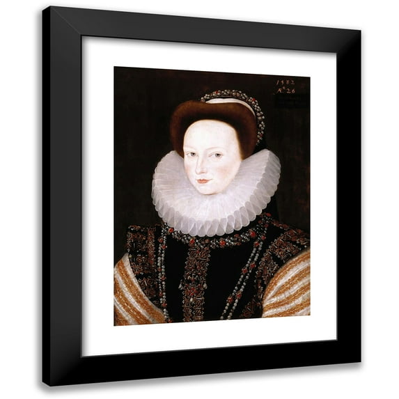Robert Peake the Elder 11x14 Black Modern Framed Museum Art Print Titled - Portrait of Anne Knollys (1582)