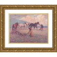 thumbnail image 1 of Robert Polhill Bevan 14x11 Gold Ornate Wood Frame and Double Matted Museum Art Print Titled - The Turn Rice-Plough, Sussex (ca. 1909), 1 of 4