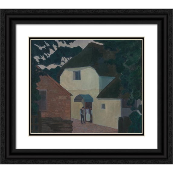 Robert Polhill Bevan 14x12 Black Ornate Wood Framed Double Matted Museum Art Print Titled: The Caller at the Mill (1918 to 1919)
