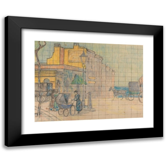 Robert Polhill Bevan 18x14 Black Modern Framed Museum Art Print Titled - Swiss Cottage, Hampstead (Between 1912 and 1913)
