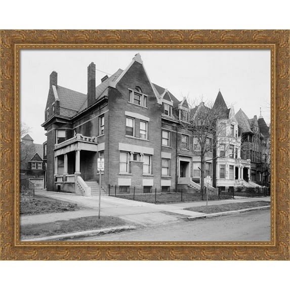 Robert S. Abbott House in Chicago 34x28 Large Gold Ornate Wood Framed Canvas Art