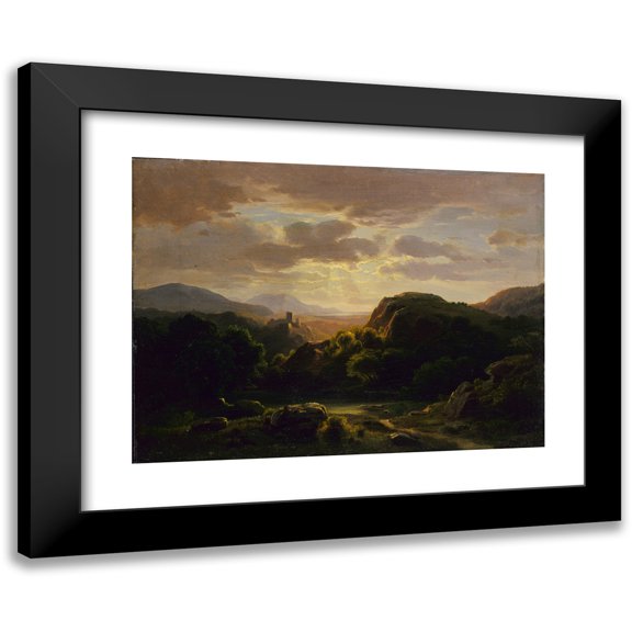 Robert S. Duncanson 14x11 Black Modern Framed Museum Art Print Titled - Remembrances of a Scene Near Auerbach (ca. 1856)