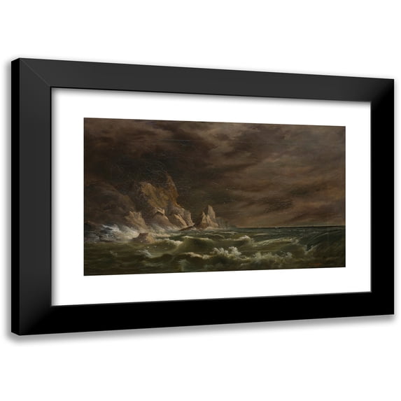 Robert S. Duncanson 18x12 Black Modern Framed Museum Art Print Titled - Storm off the Irish Coast (ca. 1870)