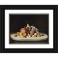 thumbnail image 1 of Robert S. Duncanson 18x14 Black Ornate Wood Framed Double Matted Museum Art Print Titled - Still Life with Fruit and Nuts (1848), 1 of 5