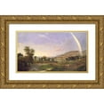 thumbnail image 1 of Robert S. Duncanson 24x15 Gold Ornate Framed and Double Matted Museum Art Print Titled - Landscape with Rainbow (1859), 1 of 4