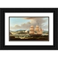 thumbnail image 1 of Robert Salmon 14x10 Black Ornate Wood Framed Double Matted Museum Art Print Titled: Lone British Schooner, 1 of 5