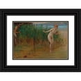 thumbnail image 1 of Robert Schiff 18x13 Black Ornate Wood Framed Double Matted Museum Art Print Titled - Surprised by the Faun, 1 of 5