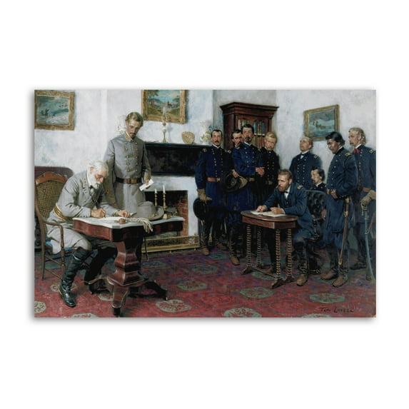 Robert Se Rinde Al General Grant En La Corte De Appomattox En 1865 Artworks Picture Print Poster Wall Art Painting Canvas Gift Decor Home Posters Decorative 24x36inch(60x90cm)