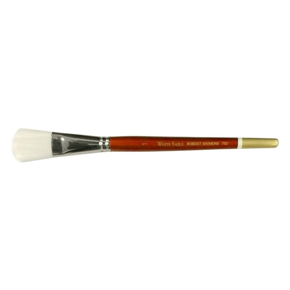 Robert Simmons White Sable Watercolor Brush, Short Handle, Oval Wash, 1"