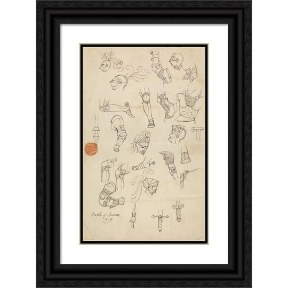 Robert Smirke 13x18 Black Ornate Wood Framed Double Matted Museum Art Print Titled - Studies for Armour