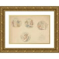 thumbnail image 1 of Robert Smirke 14x11 Gold Ornate Wood Frame and Double Matted Museum Art Print Titled - Five Vignettes of Scenes from Antiquity, 1 of 4