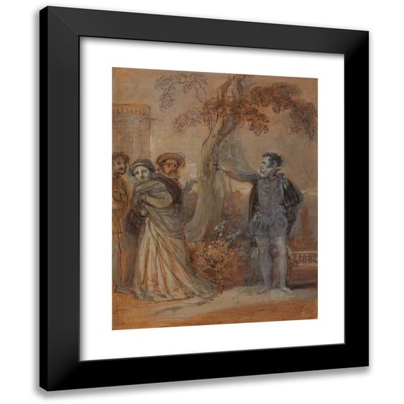 Robert Smirke 15x18 Black Modern Framed Museum Art Print Titled - Malvolio Abusing Maria, Fabian and Sir Toby (1822)