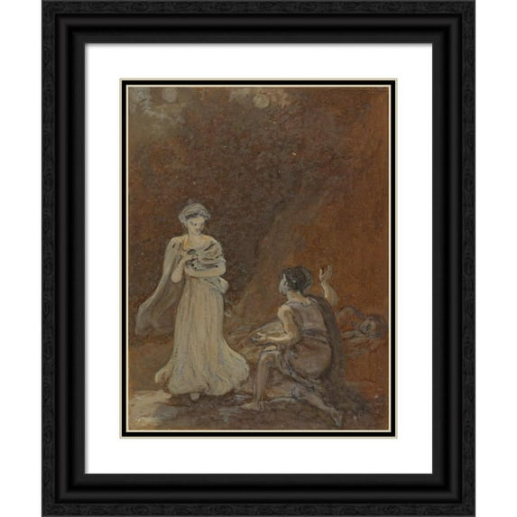 Robert Smirke 15x18 Black Ornate Wood Framed Double Matted Museum Art Print Titled - Lysander Awakening to See Helena (1825)