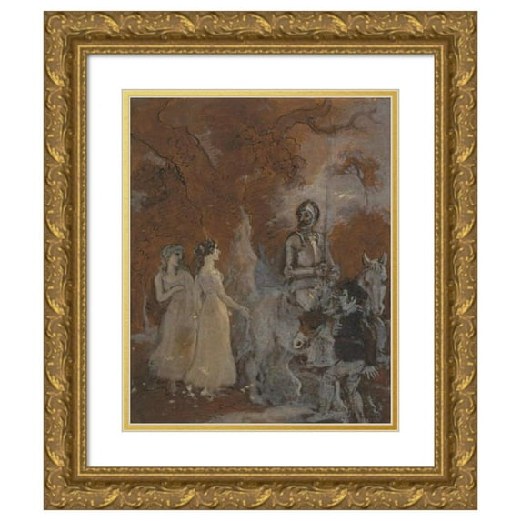 Robert Smirke 15x18 Gold Ornate Wood Frame and Double Matted Museum Art Print Titled - One from Illustrations to Shakespeare