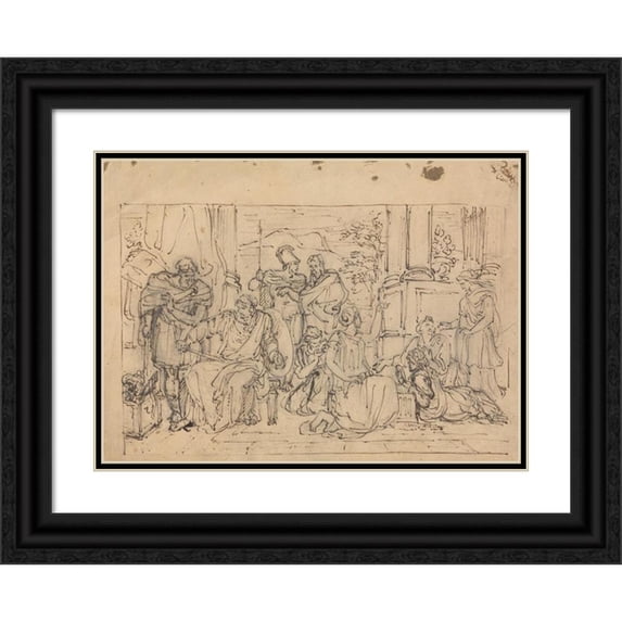 Robert Smirke 18x14 Black Ornate Wood Framed Double Matted Museum Art Print Titled - Scene from Timon of Athens