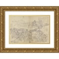 thumbnail image 1 of Robert Smirke 18x14 Gold Ornate Wood Frame and Double Matted Museum Art Print Titled - Sketch of Goths Entering Rome, from Shakespeare's Play, Titus Andronicus, 1 of 4