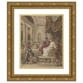thumbnail image 1 of Robert Smirke 20x24 Gold Ornate Framed and Double Matted Museum Art Print Titled - Banquet Scene, with a Roman Soldier Kneeling to a Famale Figure Sitting on a Throne, 1 of 4