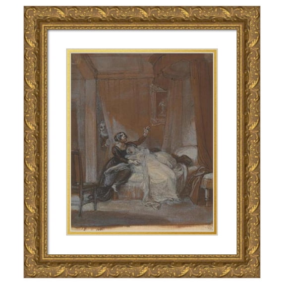 Robert Smirke 20x24 Gold Ornate Framed and Double Matted Museum Art Print Titled - One from Illustrations to Shakespeare