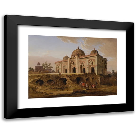 Robert Smith 24x18 Black Modern Framed Museum Art Print Titled - The Kila Kona Masjid, Purana Qila, Delhi