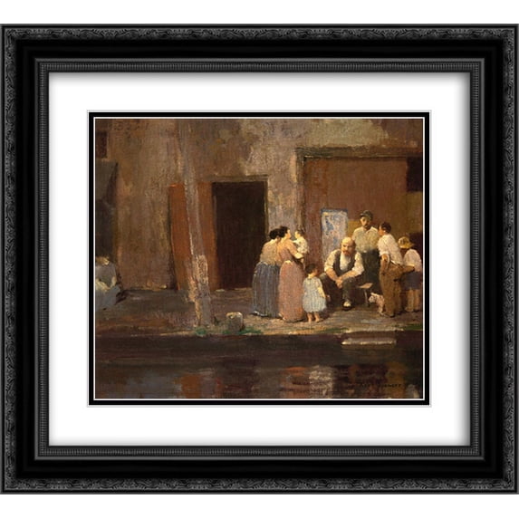 Robert Spencer 2x Matted 22x20 Black Ornate Framed Art Print 'Near the Blacksmith's Shop '