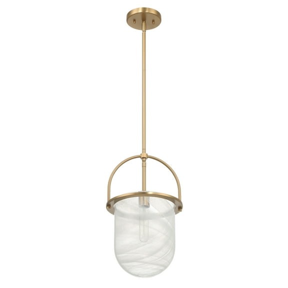 Robert Stevenson Lighting Beatrice - Mid-Century Modern Handmade Marbleized Glass and Metal Ceiling Light, Gold and White