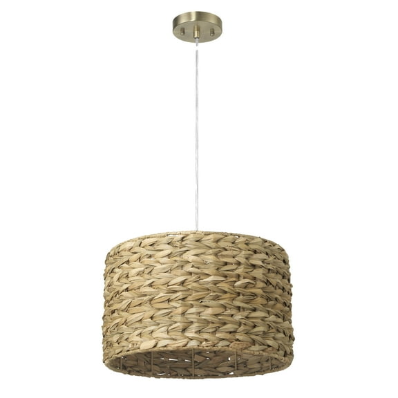 Robert Stevenson Lighting Bella - Metal and Handwoven Wicker Drum Ceiling Light, Natural