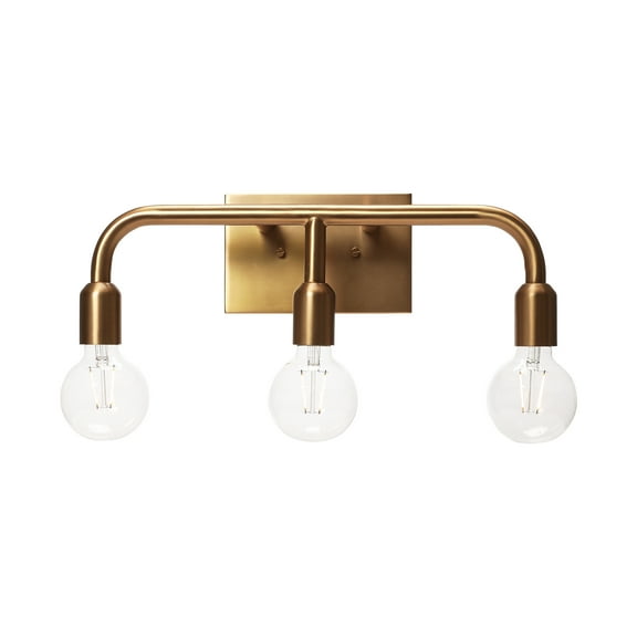 Robert Stevenson Lighting Benson - Exposed Bulb Metal 3-Light Vanity Light, Brushed Gold