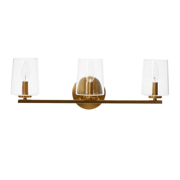 Robert Stevenson Lighting Berkley - Metal and Glass 3-Light Vanity Light, Brushed Gold