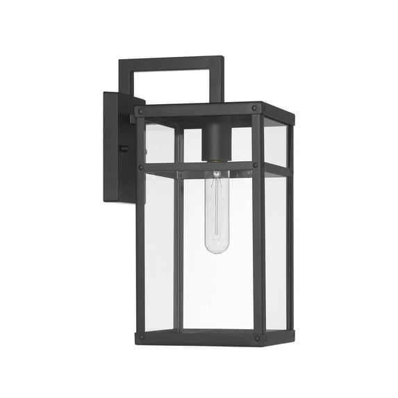 Robert Stevenson Lighting Blake - Modern Metal and Clear Glass Paneled Wall Mounted Outdoor Light, Black