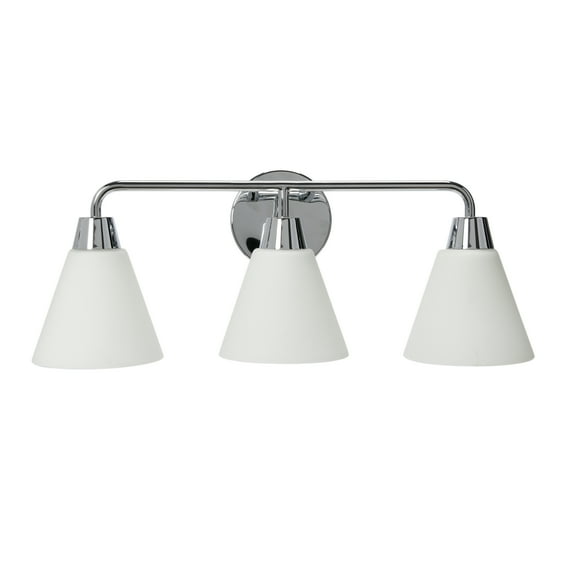 Robert Stevenson Lighting Brody - Metal and Frosted Glass 3-Light Vanity Light, Chrome