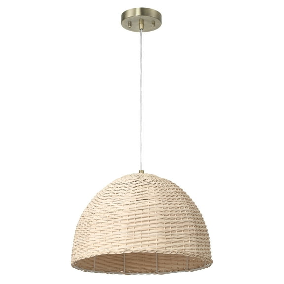 Robert Stevenson Lighting Calypso - Metal and Handwoven Wicker Dome Ceiling Light, Natural