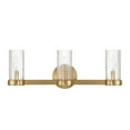 thumbnail image 1 of Robert Stevenson Lighting Izzy - Metal and Clear Ribbed Glass 3-Light Vanity Light, Brushed Gold, 1 of 5