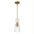 thumbnail image 1 of Robert Stevenson Lighting Josephine - Mid-Century Modern Metal and Clear Ribbed Glass Ceiling Light, Brushed Gold, 1 of 13