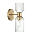thumbnail image 1 of Robert Stevenson Lighting Josephine - Mid-Century Modern Metal and Clear Ribbed Glass Wall Light, Brushed Gold, 1 of 5