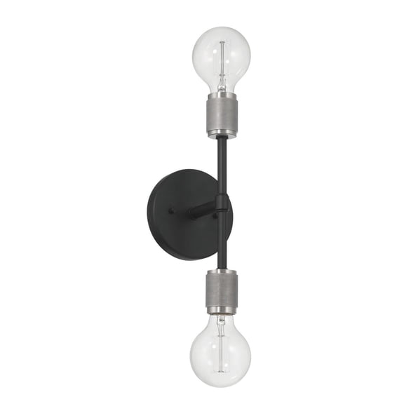 Robert Stevenson Lighting Maxim - Modern Minimalist Metal Exposed 2-Bulb Wall Sconce, Black