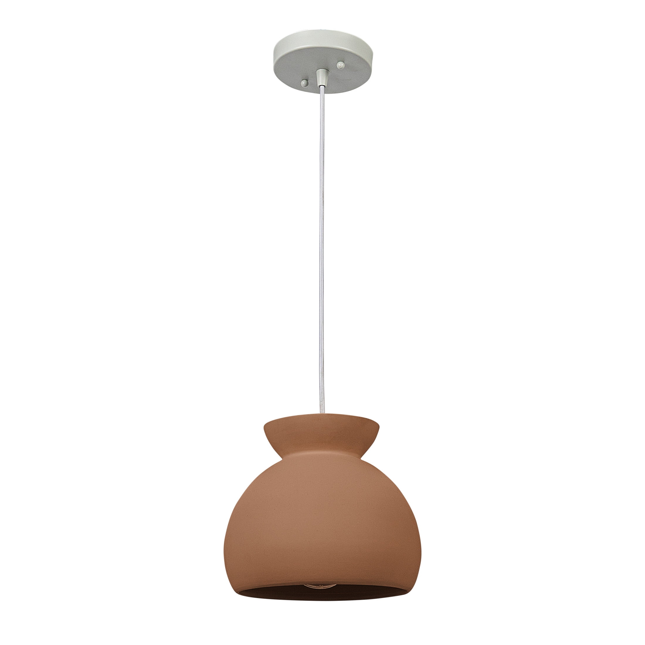 Robert Stevenson Lighting Sienna - Boho Ceramic Ceiling Light with White Fabric Cord, Matte Terracotta